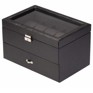 DIPLOMAT SEE THROUGH BLACK CARBON FIBER PATTERN WATCH CASE.